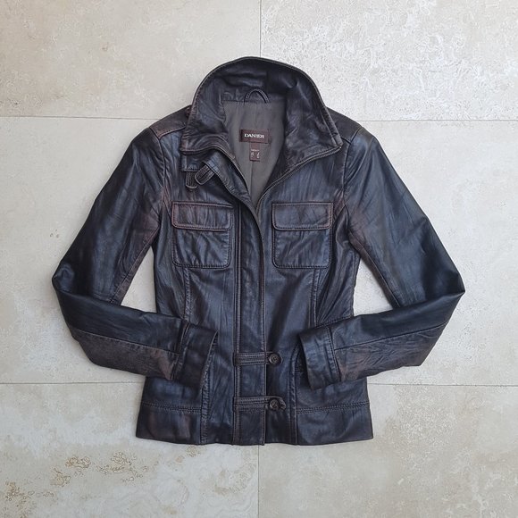 Danier Brown Leather Jacket - Picture 3 of 15